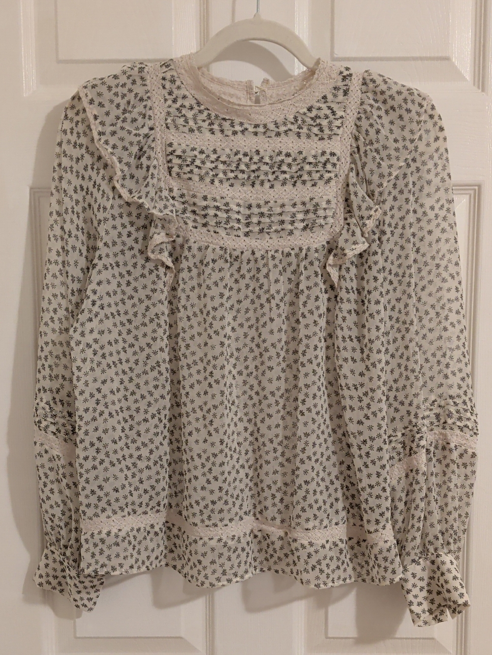 Mango Women’s Cream Floral Lace-Trim Blouse